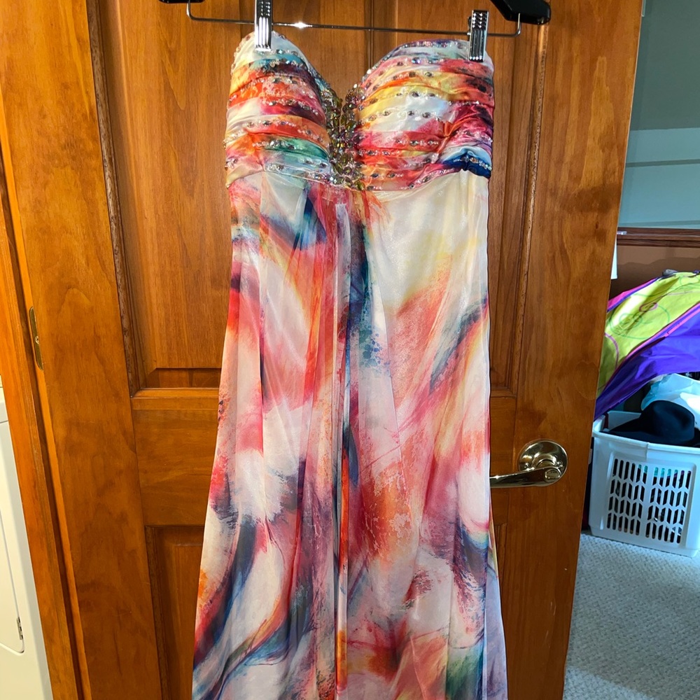 La Femme Multi-Color Floor Length Dress